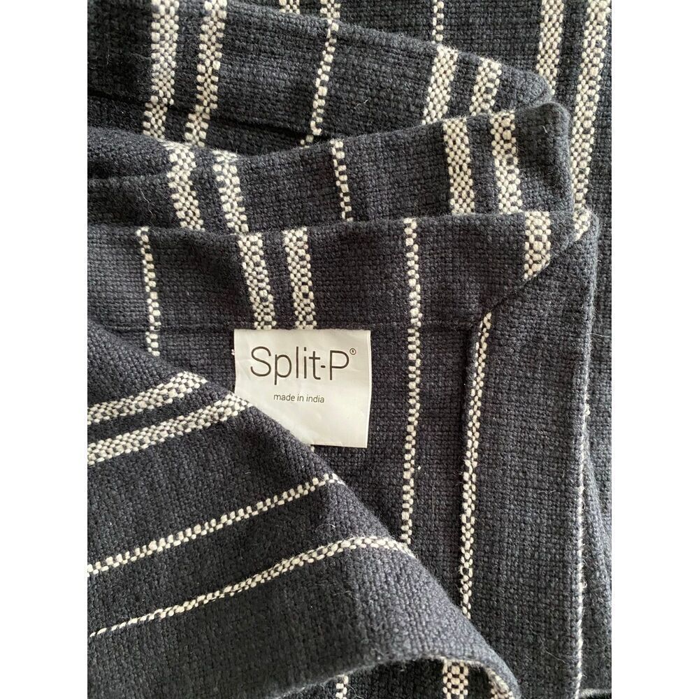 Split P Black and Cream Farmhouse Ticking Striped 15x70” Table Runner